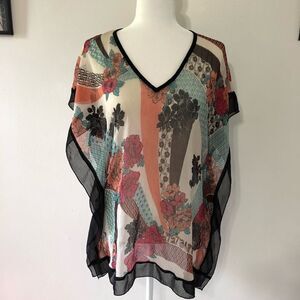 Motherhood Maternity Batwing Sleeve, Floral- Sheer